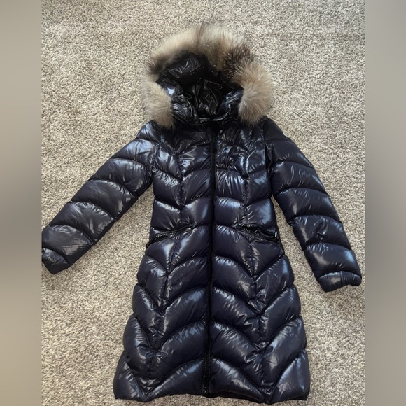 Moncler Jackets & Blazers - Moncler Navy Puffer Coat with Fur Hood